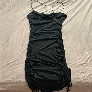 Black Ruched Spaghetti-Strap Bodycon Dress